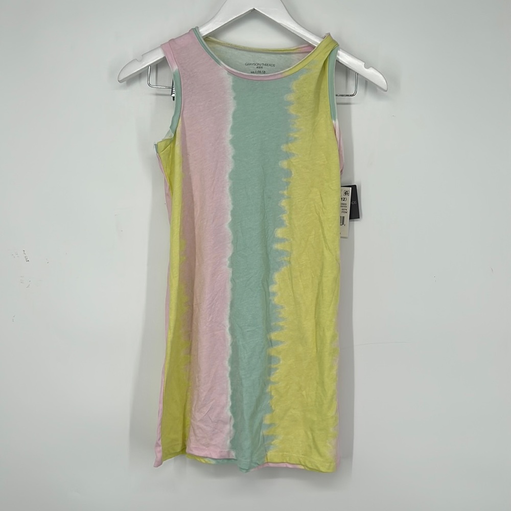 Grayson Threads Girls Kids' Tie Dye Striped Tank Dress Multicolored L(10-12) NWT